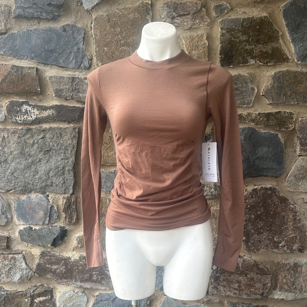 NWT Athleta Foresthill Wool Ascent Top in Rustic Beige Size XS - Picture 5 of 10